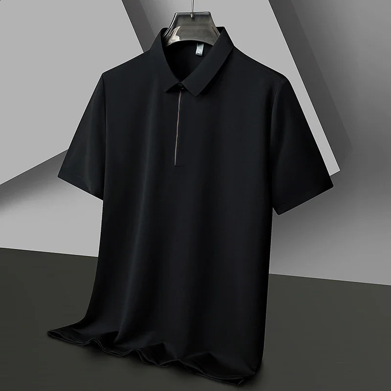 2024 Summer Mens Business Solid Short Sleeved POLO Shirt Comfortable and Cool Casual Fashion T-shirt o240814