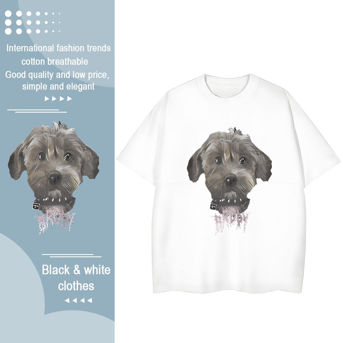 Soft T Shirts Men dog Round Neck Short Sleeve Beach Customized 230g Cotton Couples T Shirts New Designer Tee Shirt