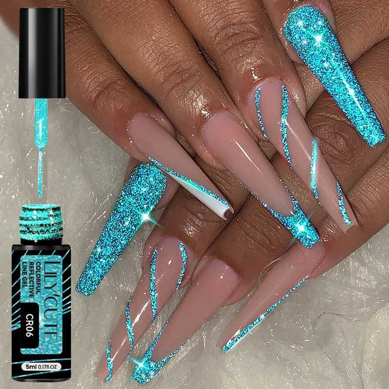 LILYCUTE 5ML Reflective Glitter Liner Gel Nail Polish Sparkling French Line Painting Gel Semi Permanent Vernis Nails AccessoriesM240814