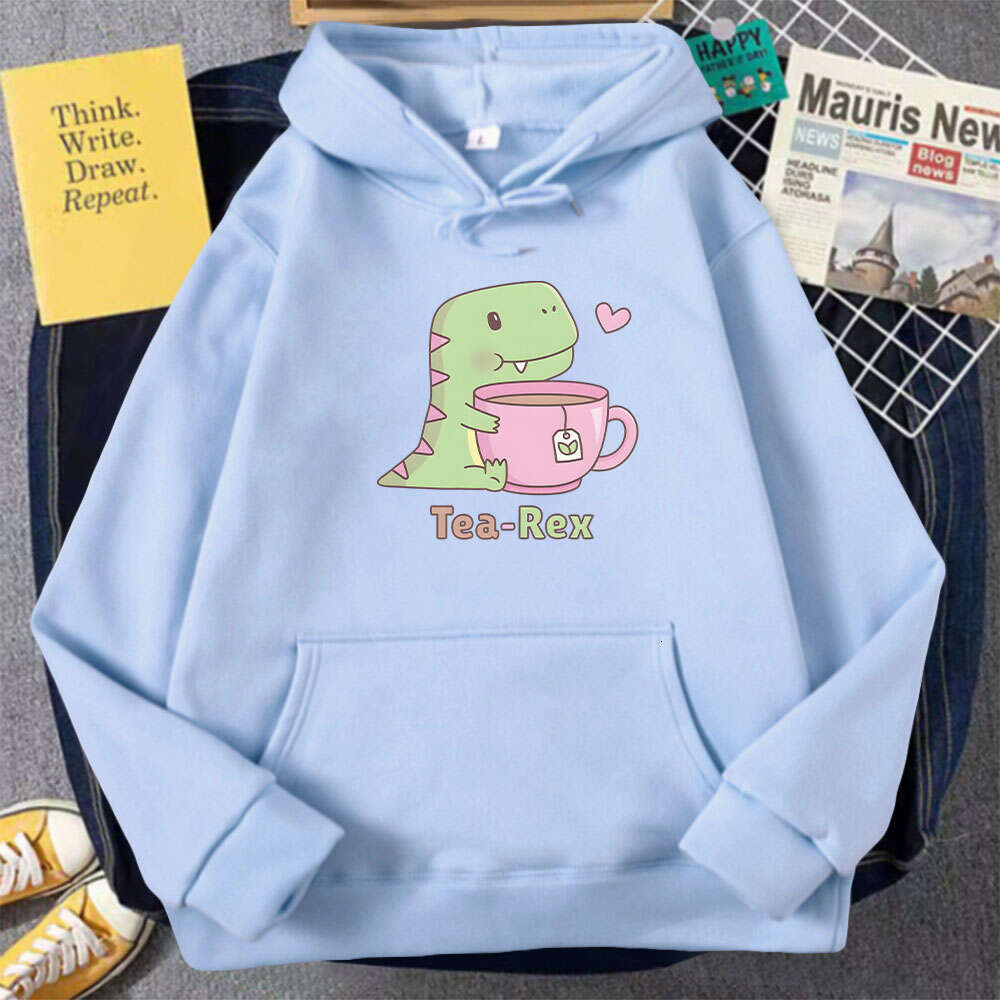 Hoodie Dinosaur Women Cute Print Kawaii Cartoon Clothing Plus Size Pullover Haruku Female Autumn Warm Streetwear