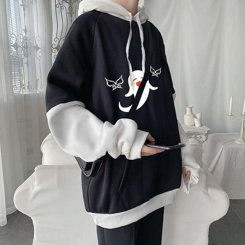 Impact Genshin Haruku Game Hoodies Men Xiao Mask Fangs Aesthetic Print Sweatshirt Long Winter Plus Size Streetwear Pullover