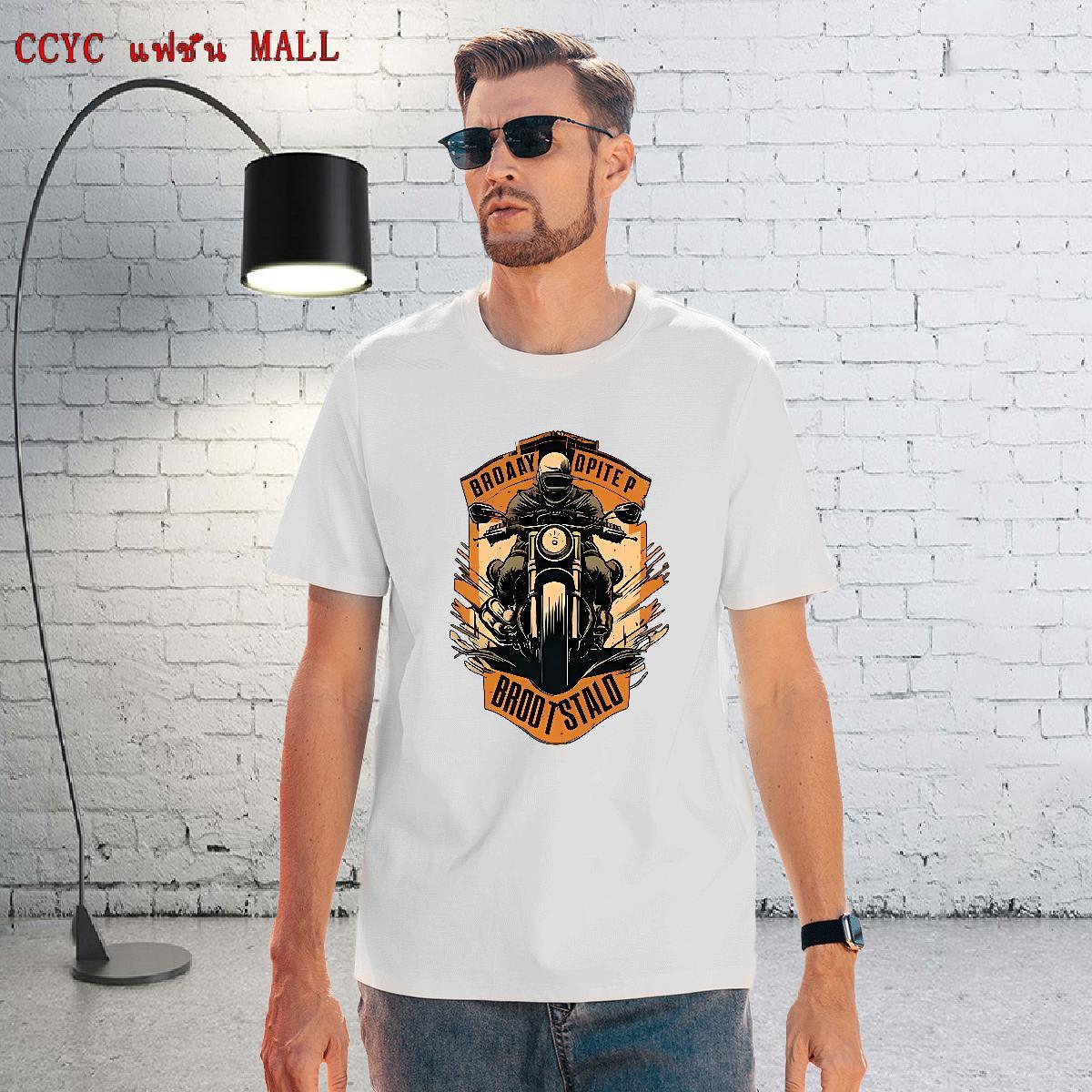 High Quality Men Clothes T-Shirt Street 230g 100% Cotton Customized Print Breathable Soft Motorcycle T-Shirts for Men 2024 Summer Tops