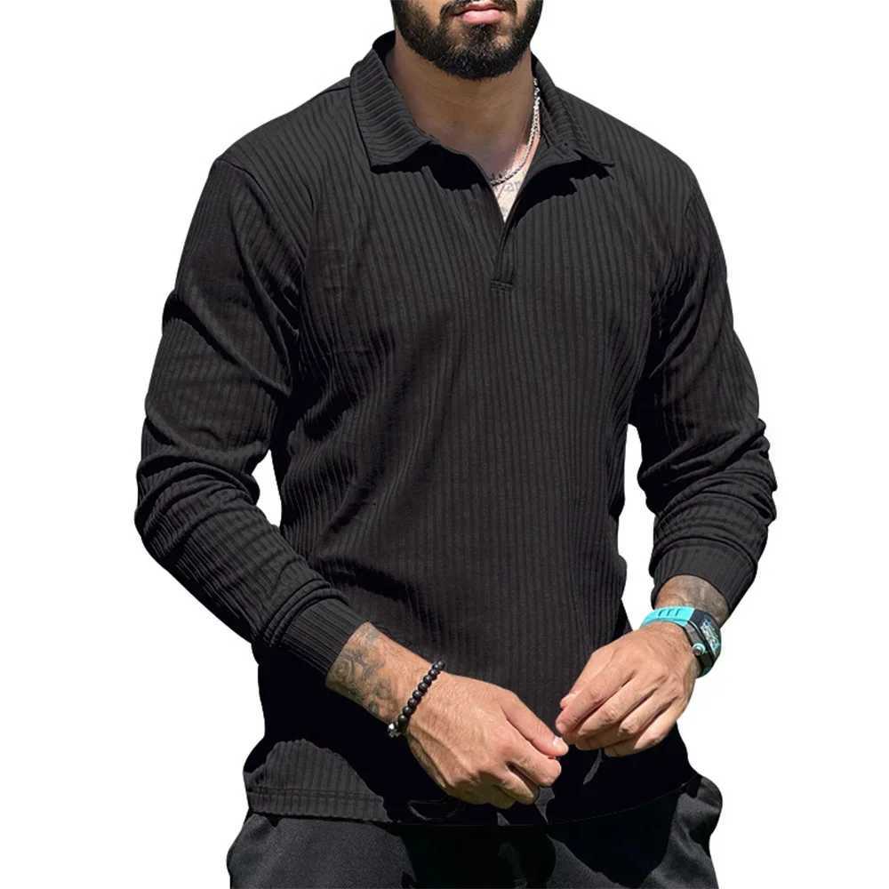2024 Men Soil Color Long Sleeve Tshirt s T-Shirt Brand Quality Turn Down Collar Autumn Winter Bottoming Shirt TeesM240814