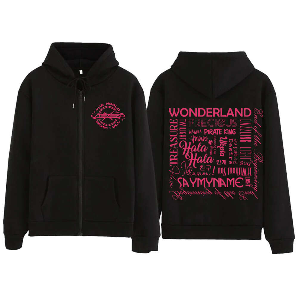 Ateez 2024 The World Ep.fin Will Zip-up Jacket Long Sleeve Zipper Sweatshirts Kpop Plus Size Haruku Winter Fleece Hoodie