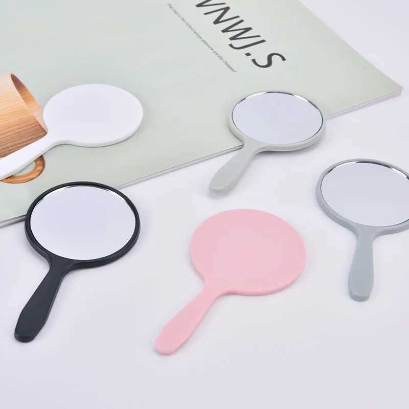 Mini portable round mirror handheld makeup tool 5.5 * 10cm W240813