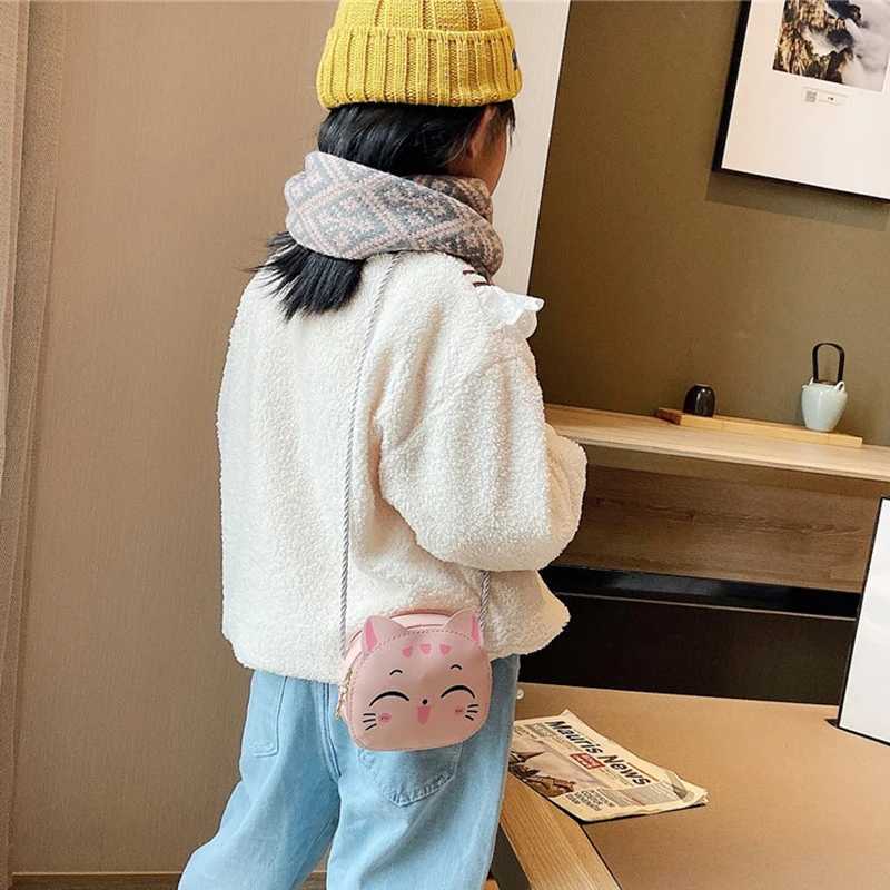 Creative Boys and Girls Mini Zipper Shoulder Cross Bag Fashion Kitten Coin Wallet and Handbag Childrens Cute Messenger Bag W240813