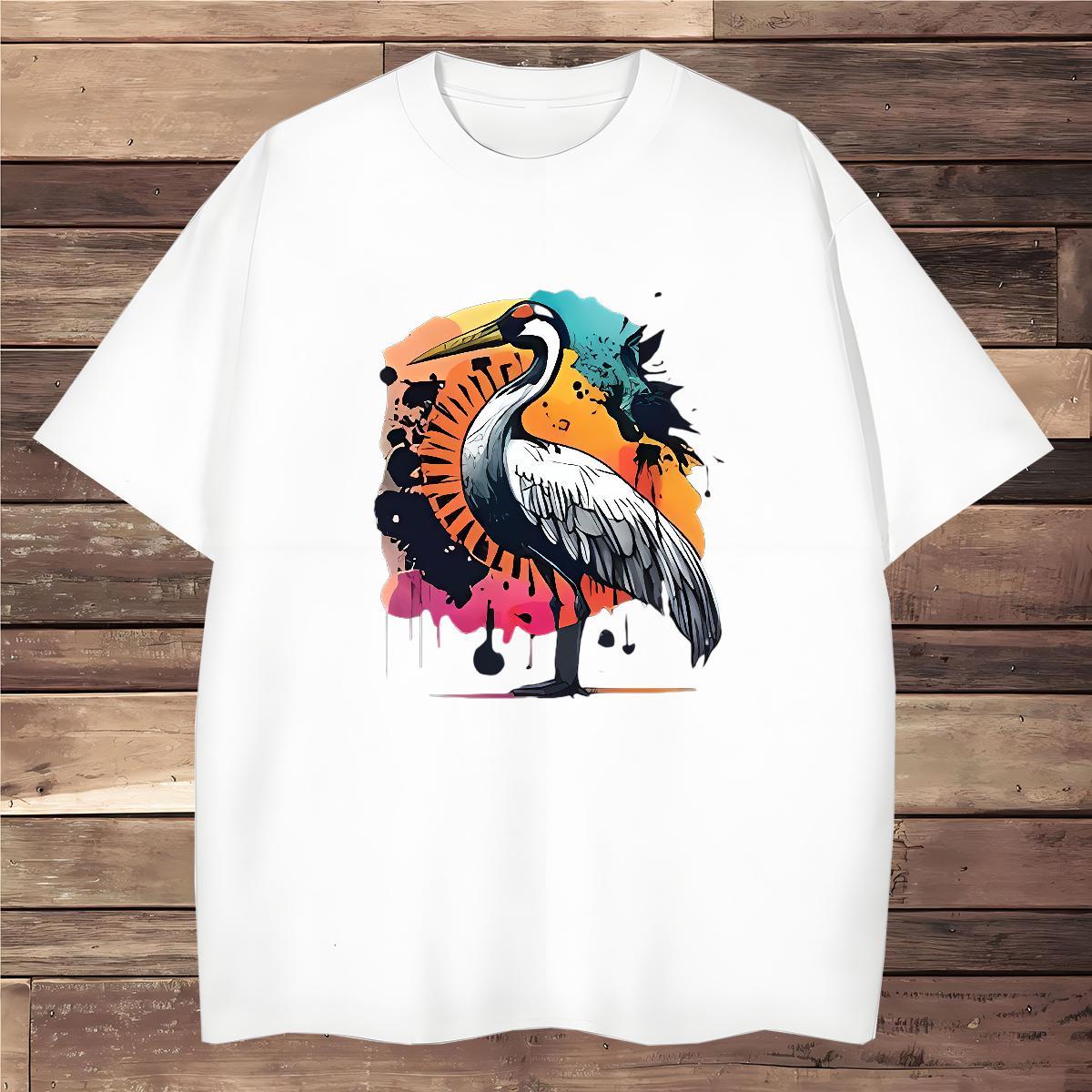 Designer T Shirt For Man bird Short Sleeve O-Neck Sports Casual Cartoon Printing L-4XL 230g Cotton Men Tees DIY Clothings