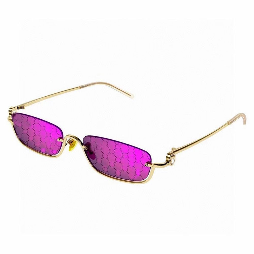 Designer rectangular metal sunglasses Metal mirror leg with hollow interlocking G acetate tip Luxury outdoor beach sunglasses Lunettes de soleil Designer 1278