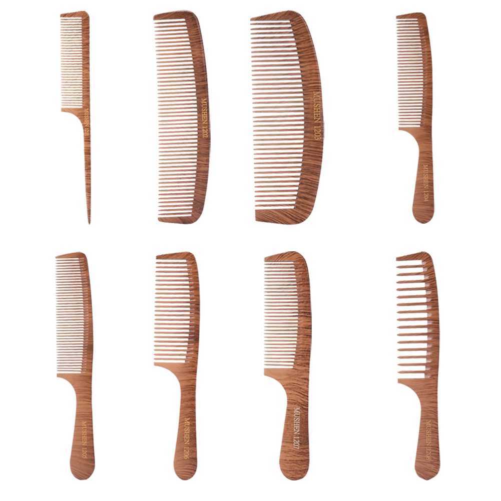 1 natural wood comb anti-static handmade fine teeth comb massage head classic comb design hair care tool W240813