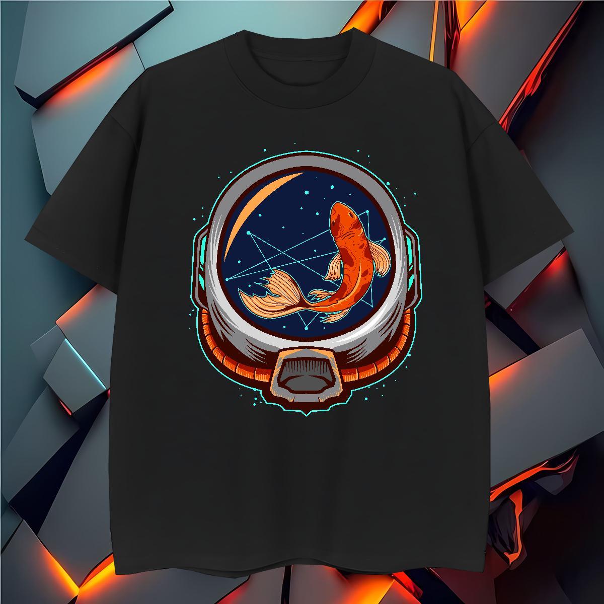 Men T Shirts 230g 100% Cotton cosmonaut Street Wear Breathable Soft Floral Print Tshirts Custom Loose Fit Polos