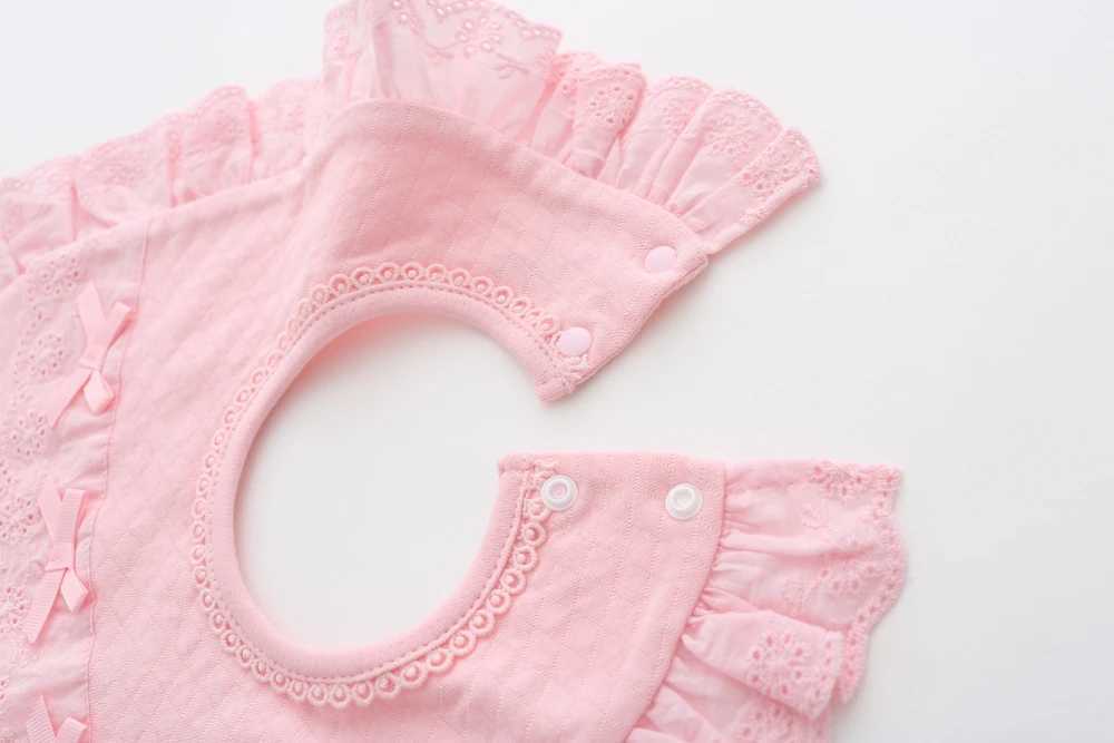 Bibs Burp Cloths Cute Cotton Burp Cloth Triangle Round Lace Bow Princess Super Soft Baby Feeding Drool BibsL4812