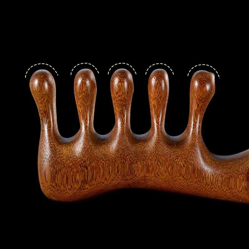Meridian Massage Comb Sandalwood Five Wide Teeth Comb Acne Treatment Blood Circulation Anti Static Smooth Hair W240813