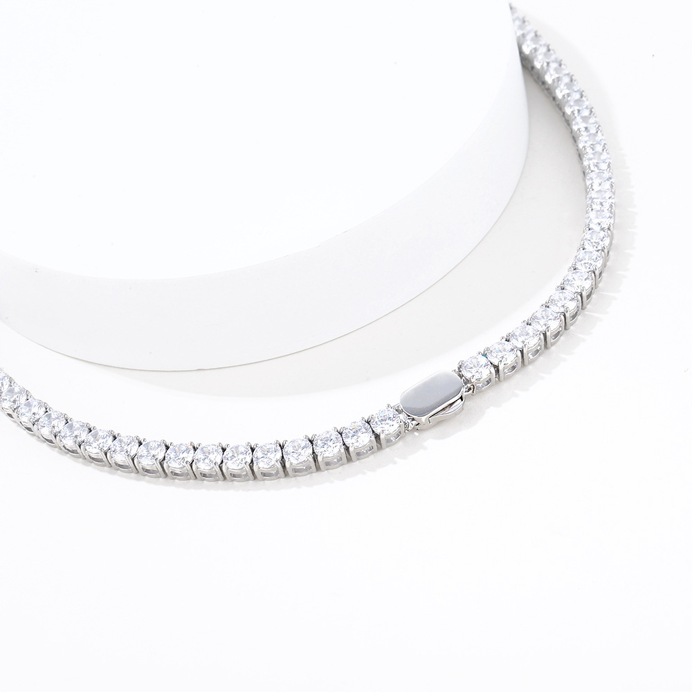Hip Hop Stainless Steel Tennis Chain Necklace Bracelets 18K Real Gold Plated 5mm Zircon Jewelry