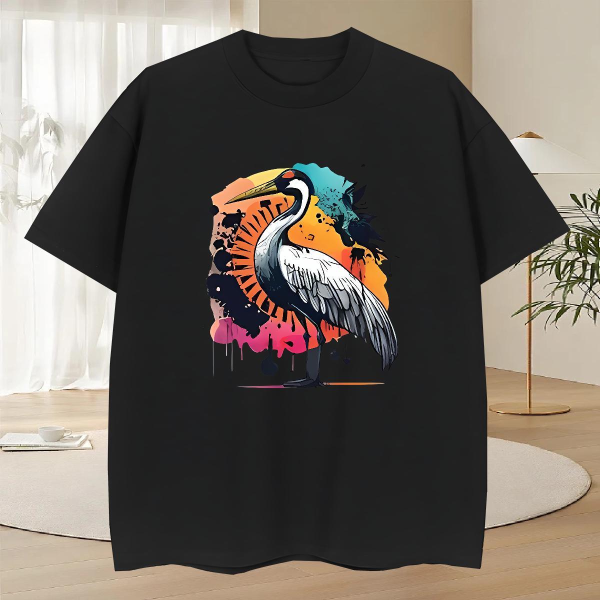 Brand Men Clothes T-Shirt Street Wear 230g Cotton Customized Pure Cotton bird T shirt 2024 Summer Tops