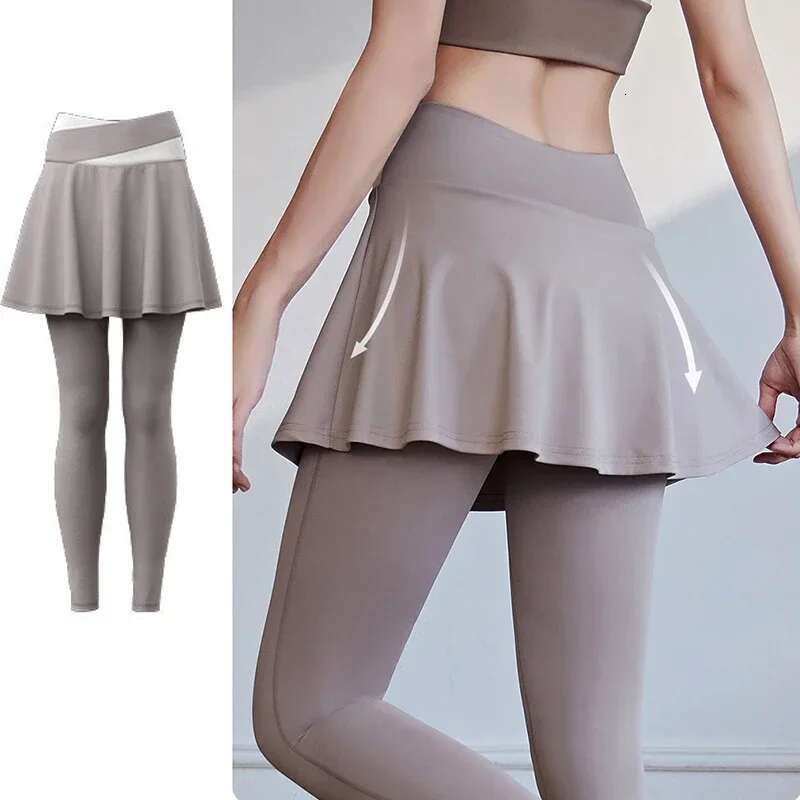 Aiithuug Skorts Cross-waist Skirted Yoga Legging with Skirts Leggings Soft Stretchy Tennis Dresses Running s