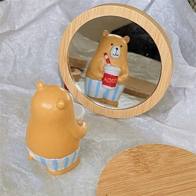 Nan Wooden portable makeup mirror gift mini round mirror beauty makeup repair mirror creative DIY W240813
