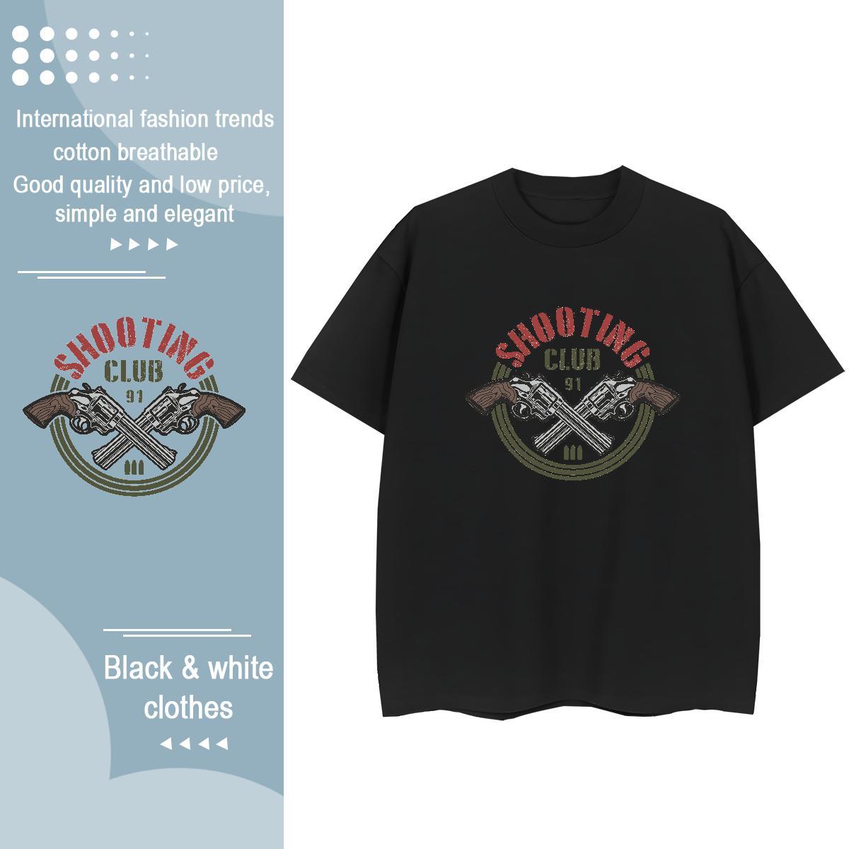 Brand T-Shirts for Men gun Breathable Crew Neck Sports Casual Anime 230g 100% Cotton Tshirt for Man Woman DIY Customized Tops Tees