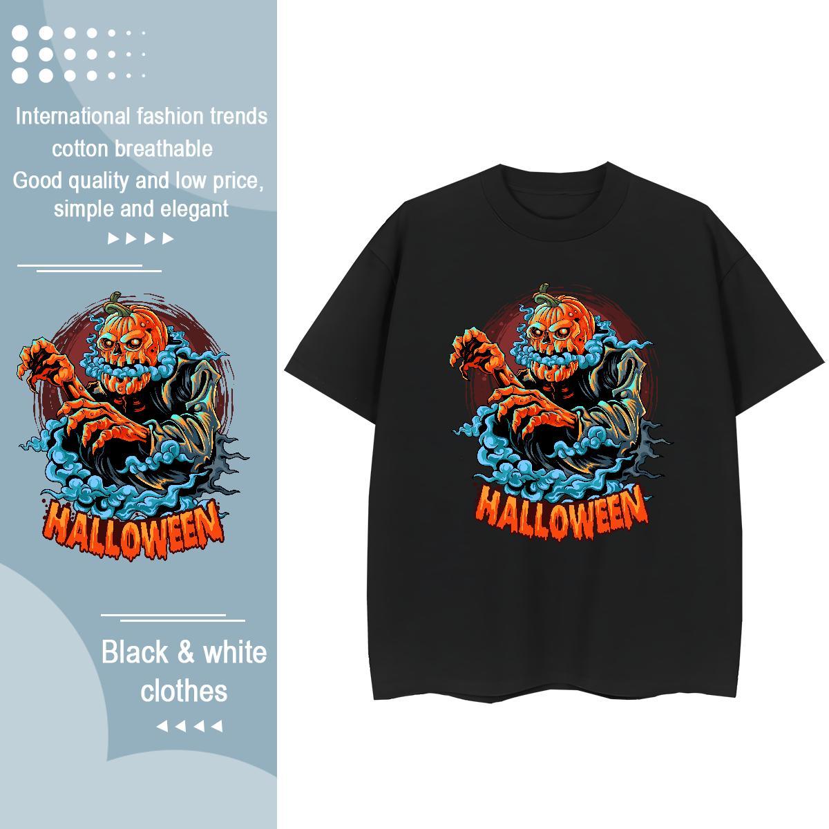 High Quality Mens T Shirts pumpkin Crew Neck Casual Beach Plus Size Cartoon 230g Cotton Mens Tshirts DIY Tees Shirts