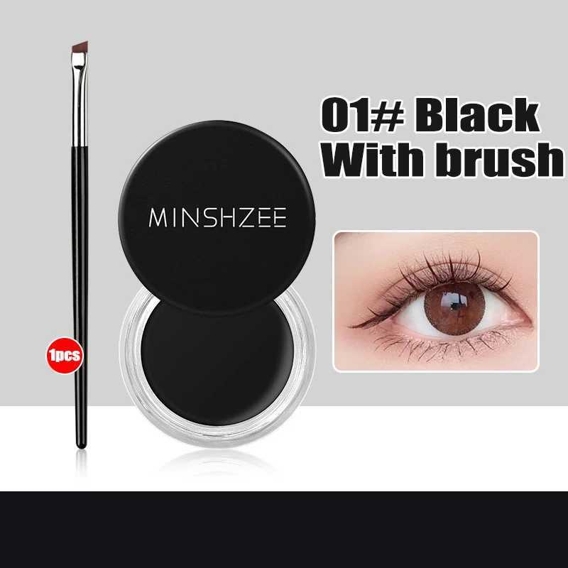 Black Brown Eyeliner Cream Waterproof Quick Drying Smooth Eye Liner Gel Not Blooming Eye Shadow Makeup Tools With Brush Set Y240813