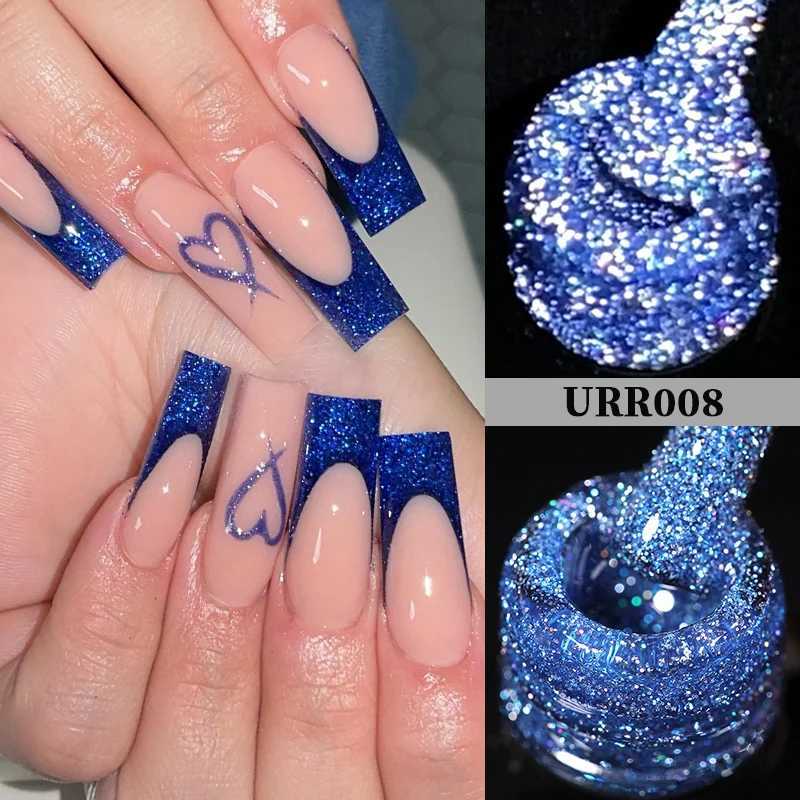 UR SUGAR 7.5ml Deep Blue Reflective Glitter Laser Gel Nail Polish Sparkling Hybird Soak Off Nail Art UV LED Gel VarnishesM240814
