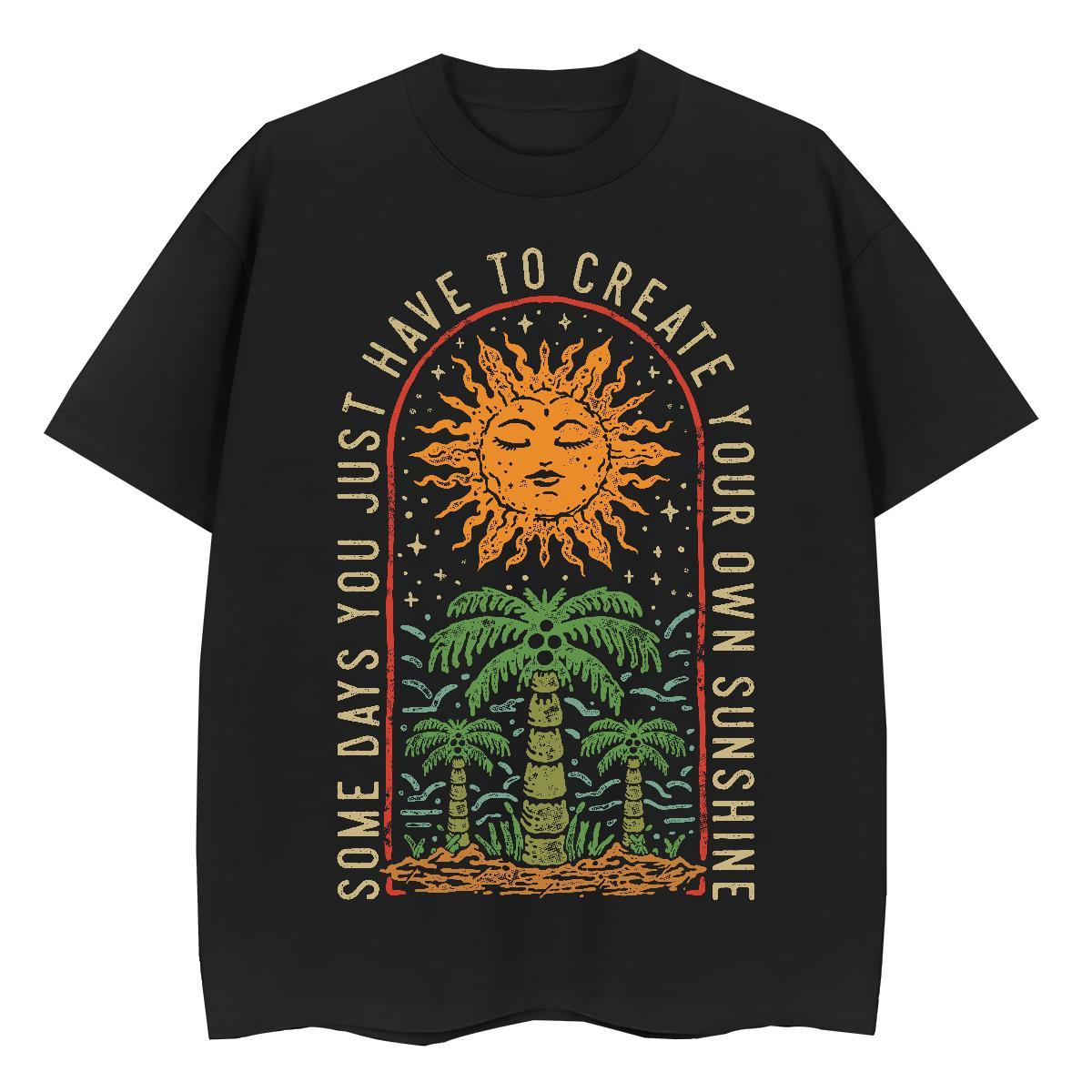Cool Tshirts Daily Wear 230g Pure Cotton Anime Print O Neck Short Sleeves sun T Shirt For Man 2024 DIY Tee Shirt