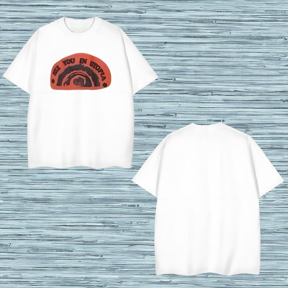 T-Shirts for Men 230g Cotton logo Casual Beach Round Neck Short Sleeve Cartoon Print Couples T Shirts 2024 Summer Cool Design Tops Shirt