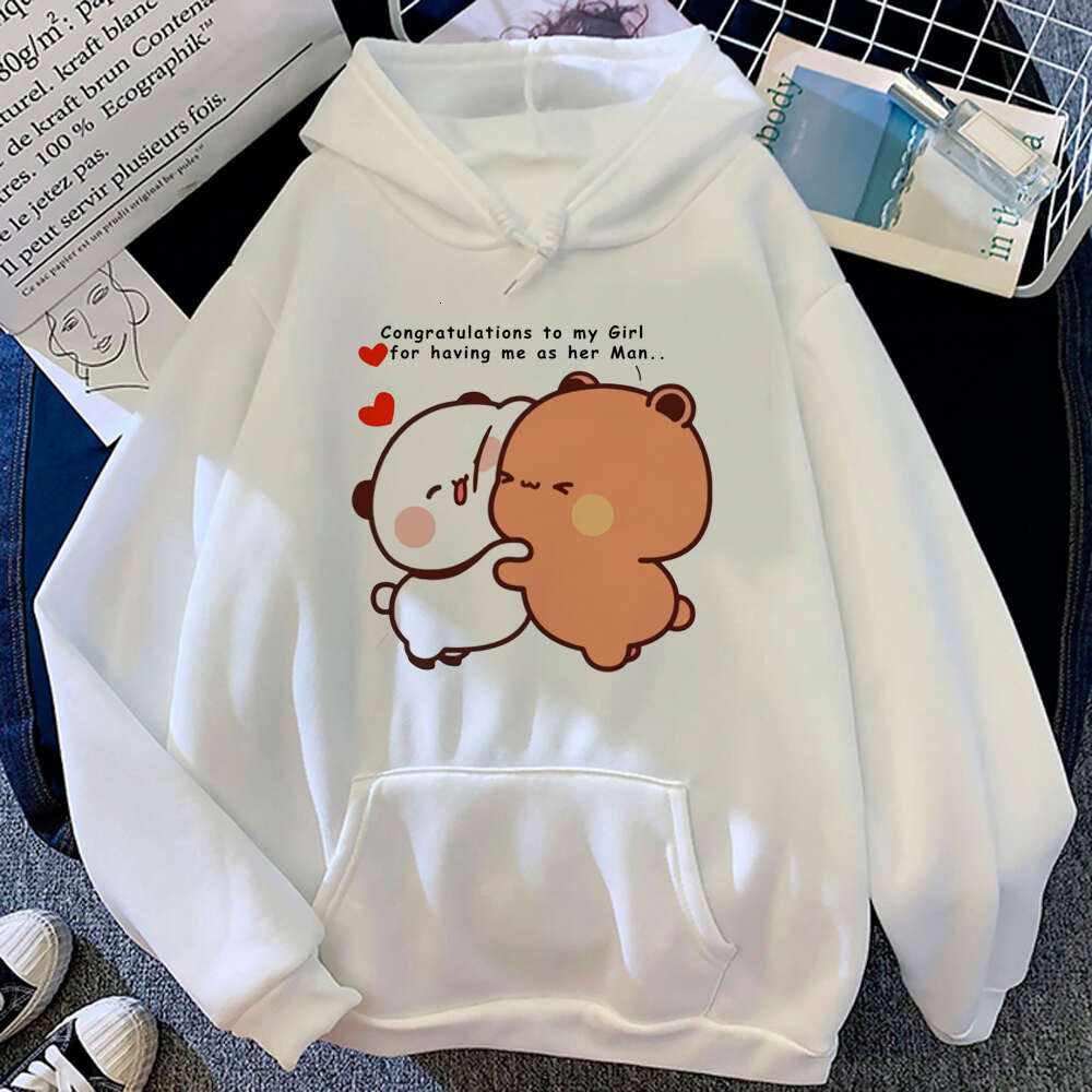 Women Men Aesthetic Trendy Hoodies Bubu Dudu Bear Graphic Printed Hooded Plus Size Pullover Unisex Prevalent Fashion Sweatshirt