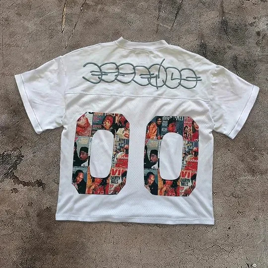Streetwear T Shirt Y2K Clothes Retro 90s Hip Hop Graphic Oversized Baseball Uniform Sportswear Mens Short Sleeved Tops 240809
