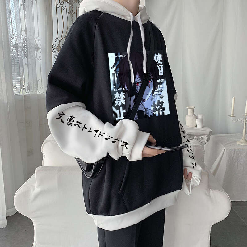 Anime Japanese Bungo Hoodies Haruku Aesthetic Bungou Stray Dogs Osamu Dazai Manga Men Winter Plus Size Sweatshirt u
