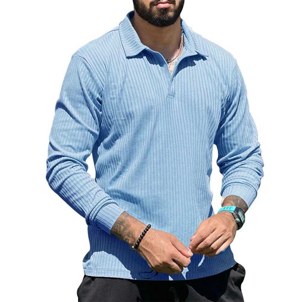 2024 Men Soil Color Long Sleeve Tshirt s T-Shirt Brand Quality Turn Down Collar Autumn Winter Bottoming Shirt TeesM240814