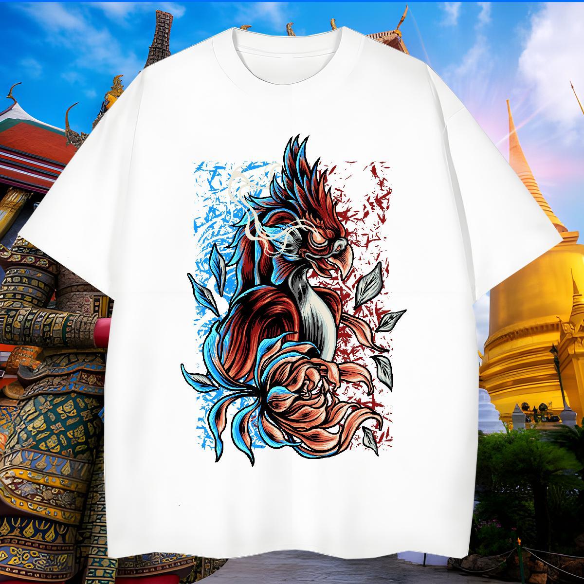 Loose Man T Shirts eagle Short Sleeve O-Neck Daily Outfit Customized 230g Pure Cotton Men Tees New Tops