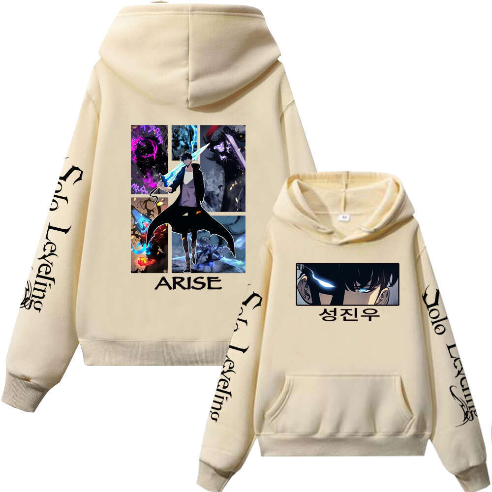 Solo Anime Levelling Hoodie Sung Jin Woo Manga Men Women Hooded Sweatshirt Winter Comfortable Fleece Warm Plus Size Streetwear