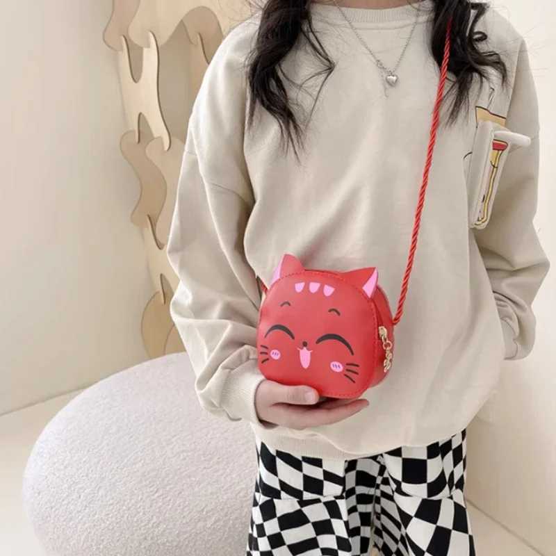 New Cartoon Childrens Messenger Bag Cute Cat Childrens Fashion Coin Wallet and Handbag Cute Boys and Girls Mini Shoulder Bag W240906