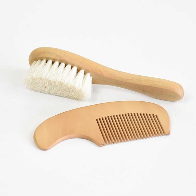 Baby Care Pure Natural Wool Soft Baby Wood Brush Comb Baby Brush Baby Brush Baby Hair Massage W240813