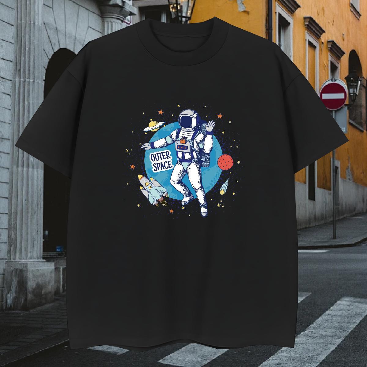 Mens T Shirts 230g Pure Cotton universe Home Outdoor Breathable Crew Neck DIY Printed Mens Tshirts Fashion Designer Brand Clothings