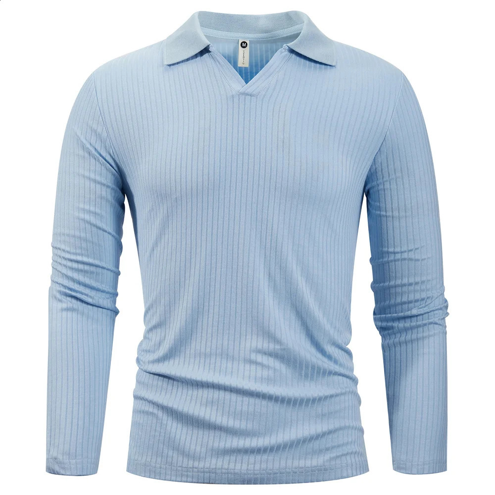 King Billion 100% Cotton Long Sleeve T-Shirts Men T-shirt High Quality Slim V-neck Stripe Shirt Autumn Winter Male Top Tees Male 240814