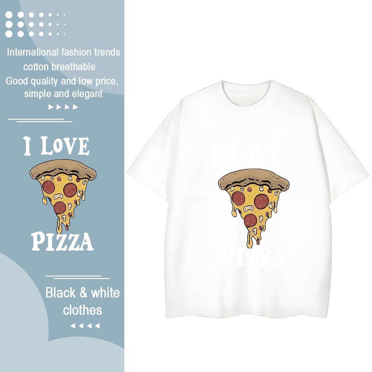 Comfortable Men T Shirts Pizza Breathable Crew Neck Casual Custom Print Oversized 100% Cotton 230g Mens Tshirts Free Shipping Tops Shirt