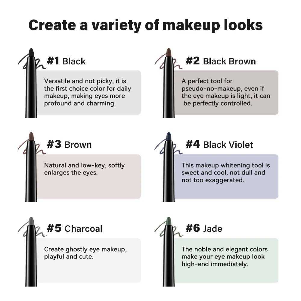 6 Colors Eyeliner Makeup Smooth Easy To Wear Lasting Eyes Waterproof Fashion Eyes Liner Pencils Eye Makeup Tool Y240813