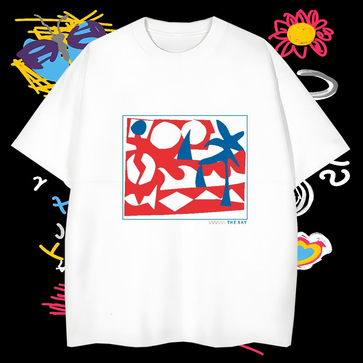T Shirt For Man 230g 100% Cotton handpainted Outdoor Crew Neck Cartoon Printing L-4XL Men Tees DIY Comfortable Tops