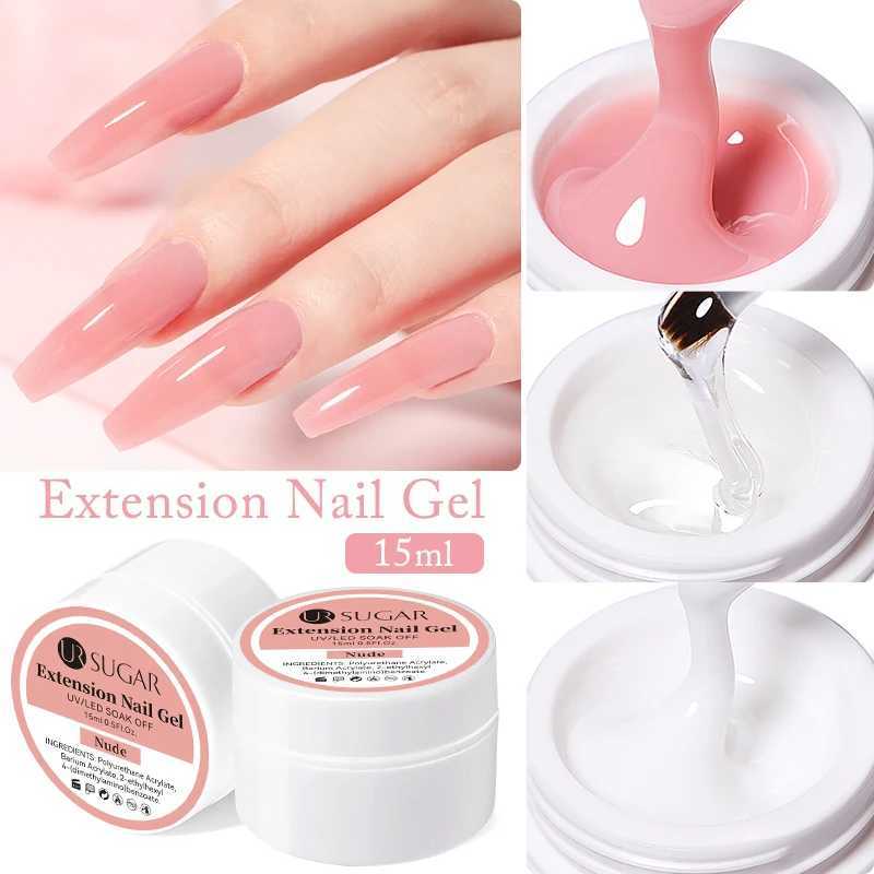 UR SUGAR Milky White Clear Pink Color 15ml Jelly Extension Nail Gel Polish Soak Off UV LED Gel Varnish Manicure Tips ToolsM240814