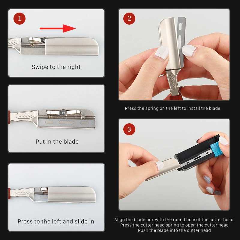 Japanese Feather Razor Mahogany Straight Handle Vintage Manual Change Blade Shaving Razor Retro Folding Knife And BladesM240814