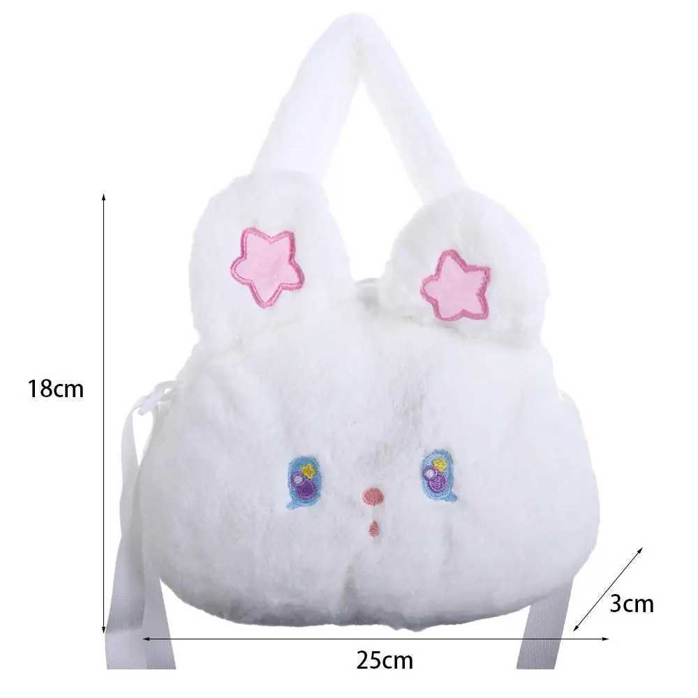 Kawaii Rabbit Plush Handbag for Girls Shoulder Bag Soft Pink White Rabbit Doll Cross Body Bag for Children Messenger Bag W240813