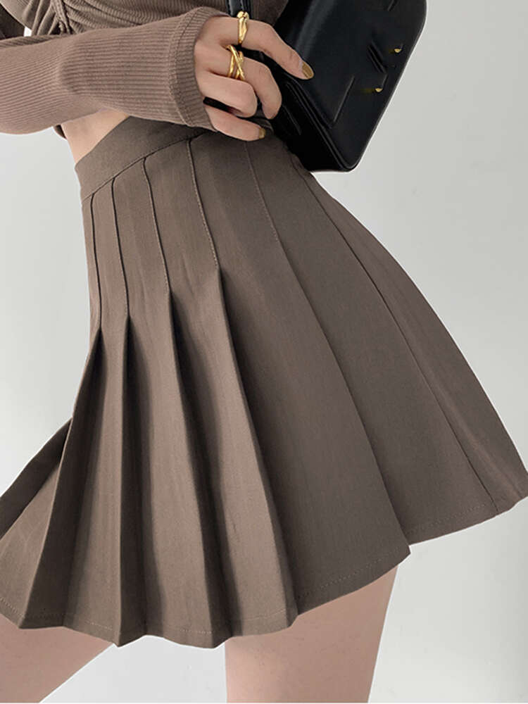 2024 Summer Women High Waist Pleated Skirt A-line Plaid Sexy Mini Preppy Uniform Tennis Skirts for Girls Black White s
