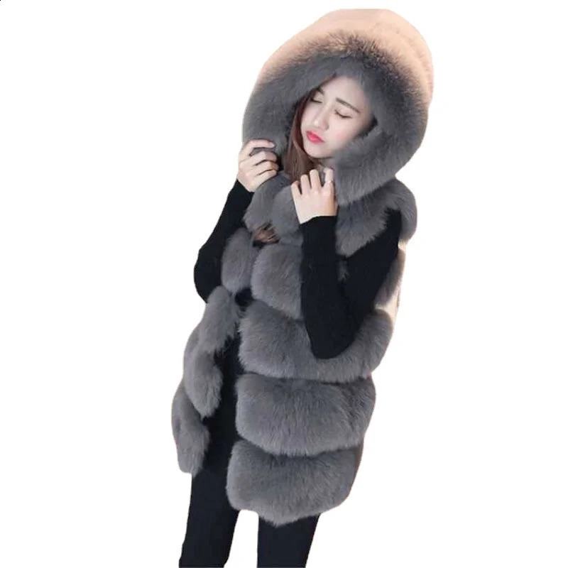 est Fashion Quality Fur Vest Coat Warm Womens Vests Winter Furs Fox s Jacket for Women V150 240814