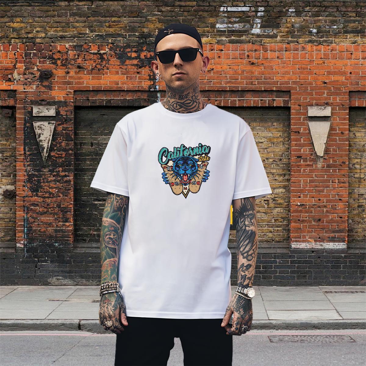 Cool T-Shirts Crew Neck Breathable Summer Casual Custom Anime 230g Cotton Men Tops Tees Classic Clothings
