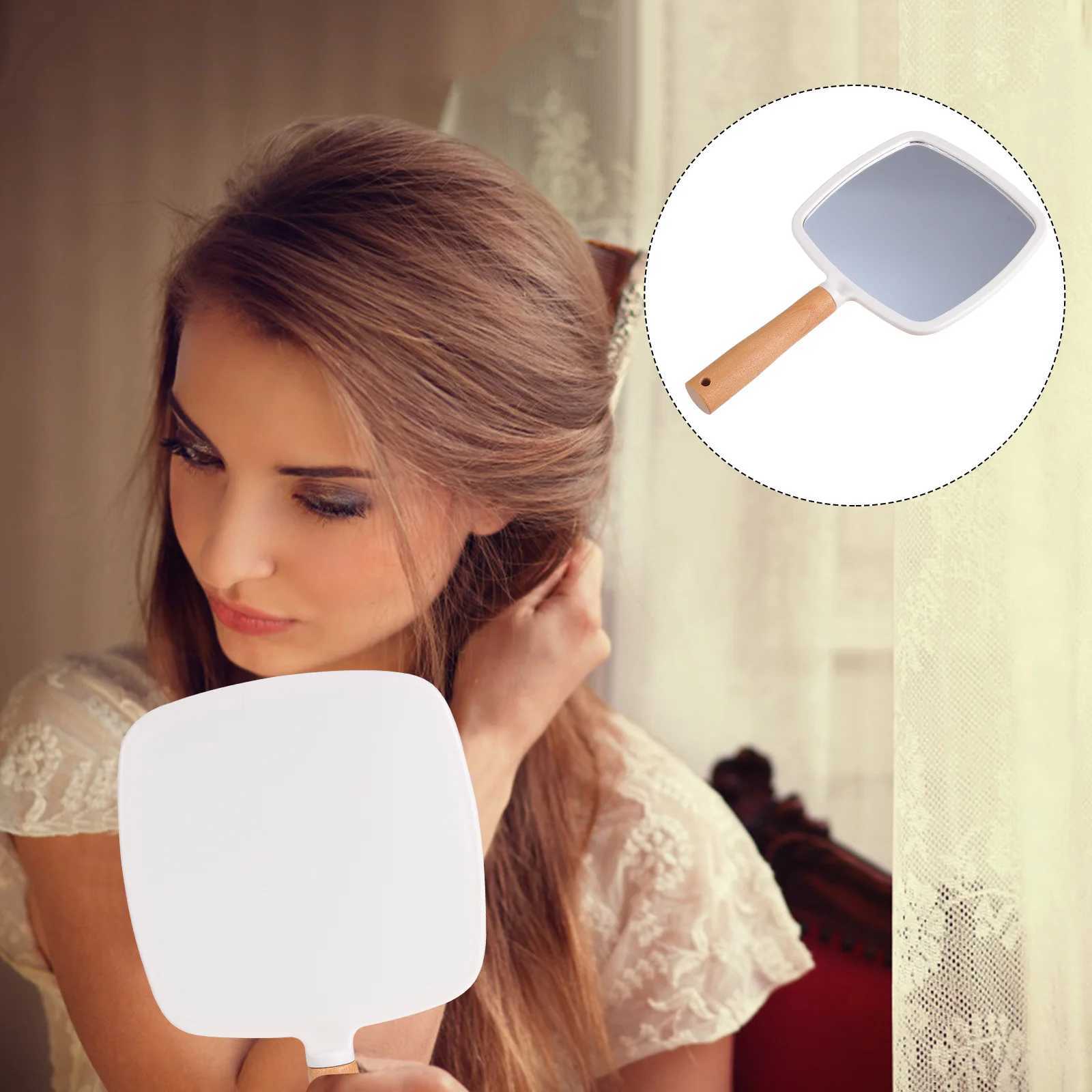 Handheld mirror dressing table for womens makeup handheld wooden salon barber table W240813