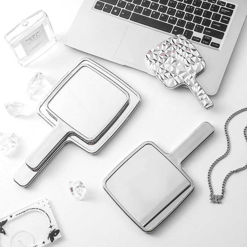 New portable mini Ins liquid shaped square mirror handheld desktop beauty mirror makeup mirror travel metal beauty mirror W240813