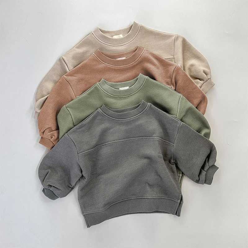 Korean Knitted Cotton Round Neck Long-Sleeved Boys And Girls Sweatshirts Autumn Winter New Childrens Pullover Sweater TopsY240814