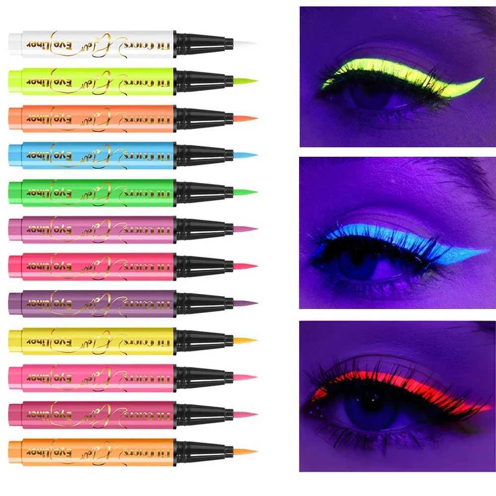 Eyeliner Pen Liquid Green Yellow Pink UV Luminous Colorful Light Neon Eye Liner Waterproof Face Body Paint Pen Festival Makeup Y240813