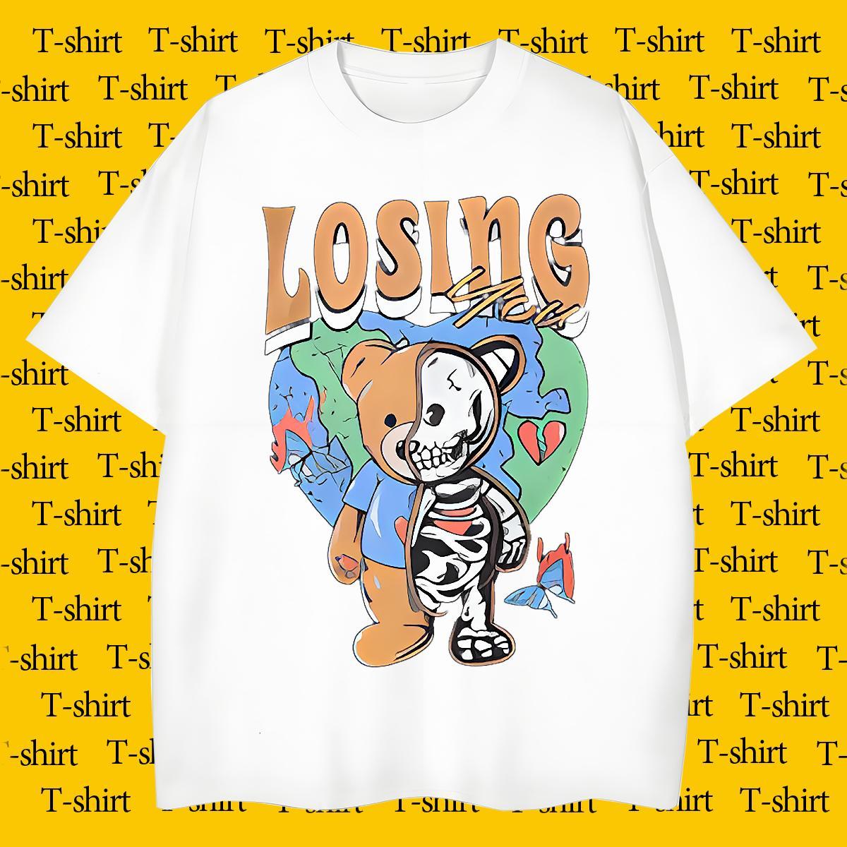 Designer Man T Shirts bear Pure Cotton Street Casual DIY Logo Oversized 230g 100% Cotton Tshirt for Man Woman New Tops Shirt